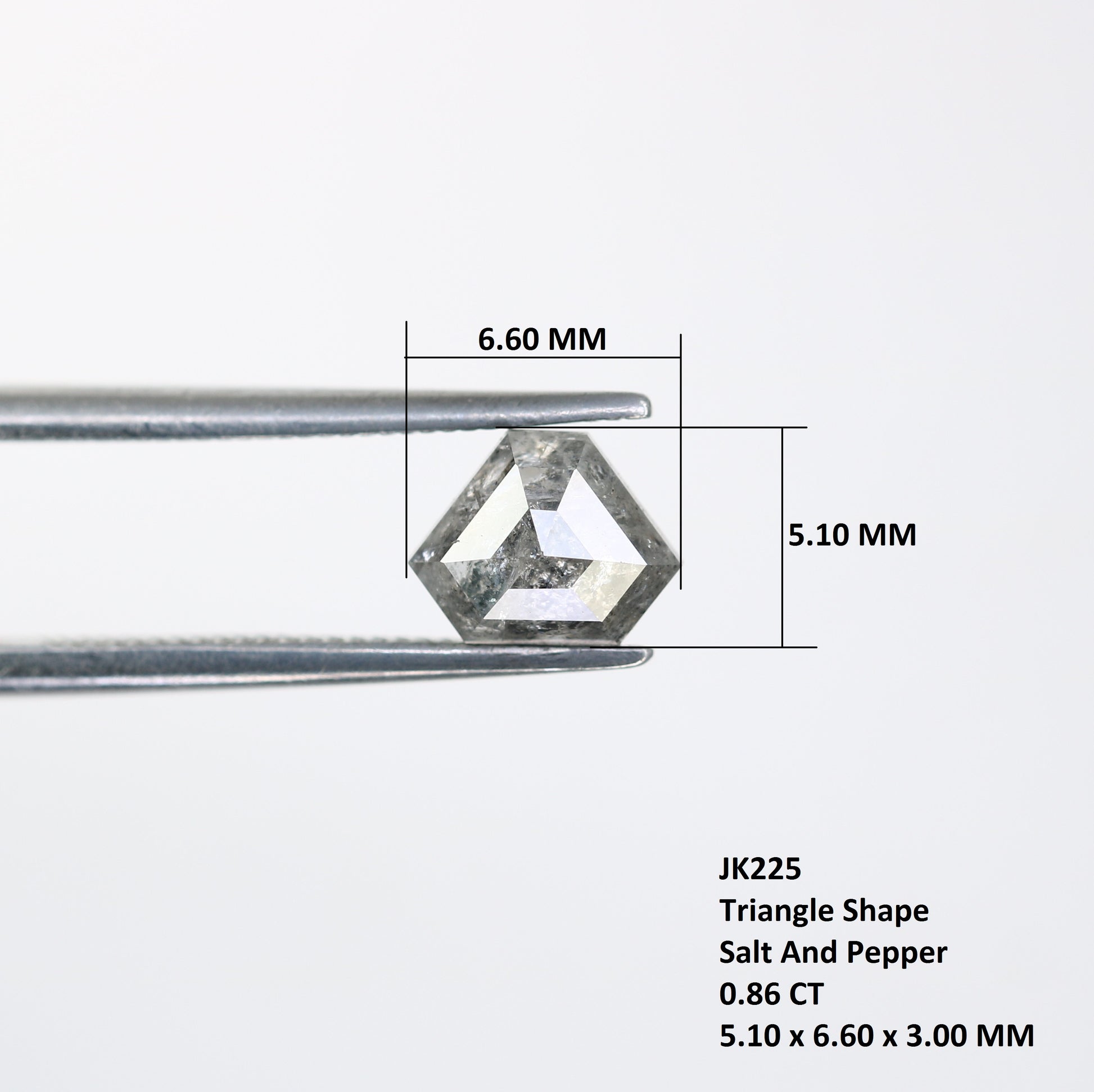 0.86 Carat Triangle Shaped Loose Natural Loose Salt And Pepper Diamond Ring - JayKrishna Diamond