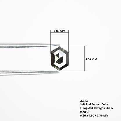 0.78 CT Salt And Pepper 6.60 MM Elongated Hexagon Shape Diamond For Engagement Ring - JayKrishna Diamond