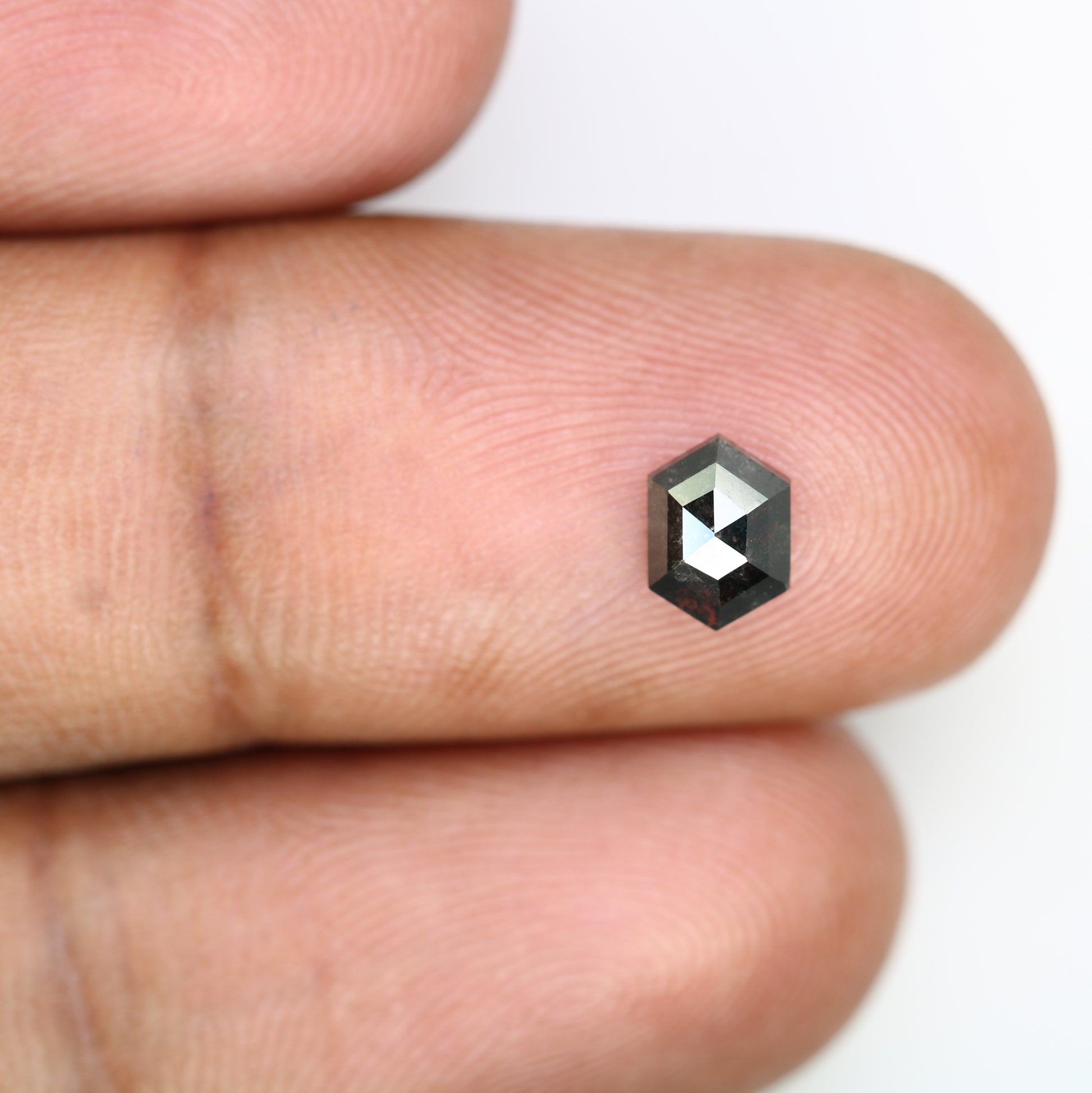 0.78 CT Salt And Pepper 6.60 MM Elongated Hexagon Shape Diamond For Engagement Ring - JayKrishna Diamond