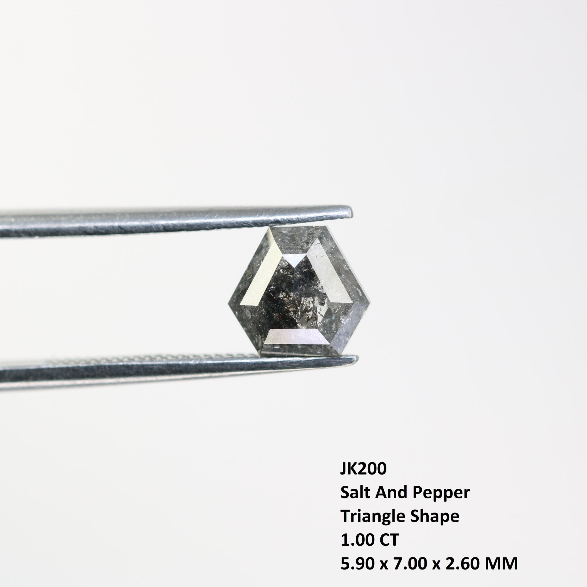 1.00 CT Salt And Pepper Natural Triangle Cut Diamond For Engagement Ring - JayKrishna Diamond