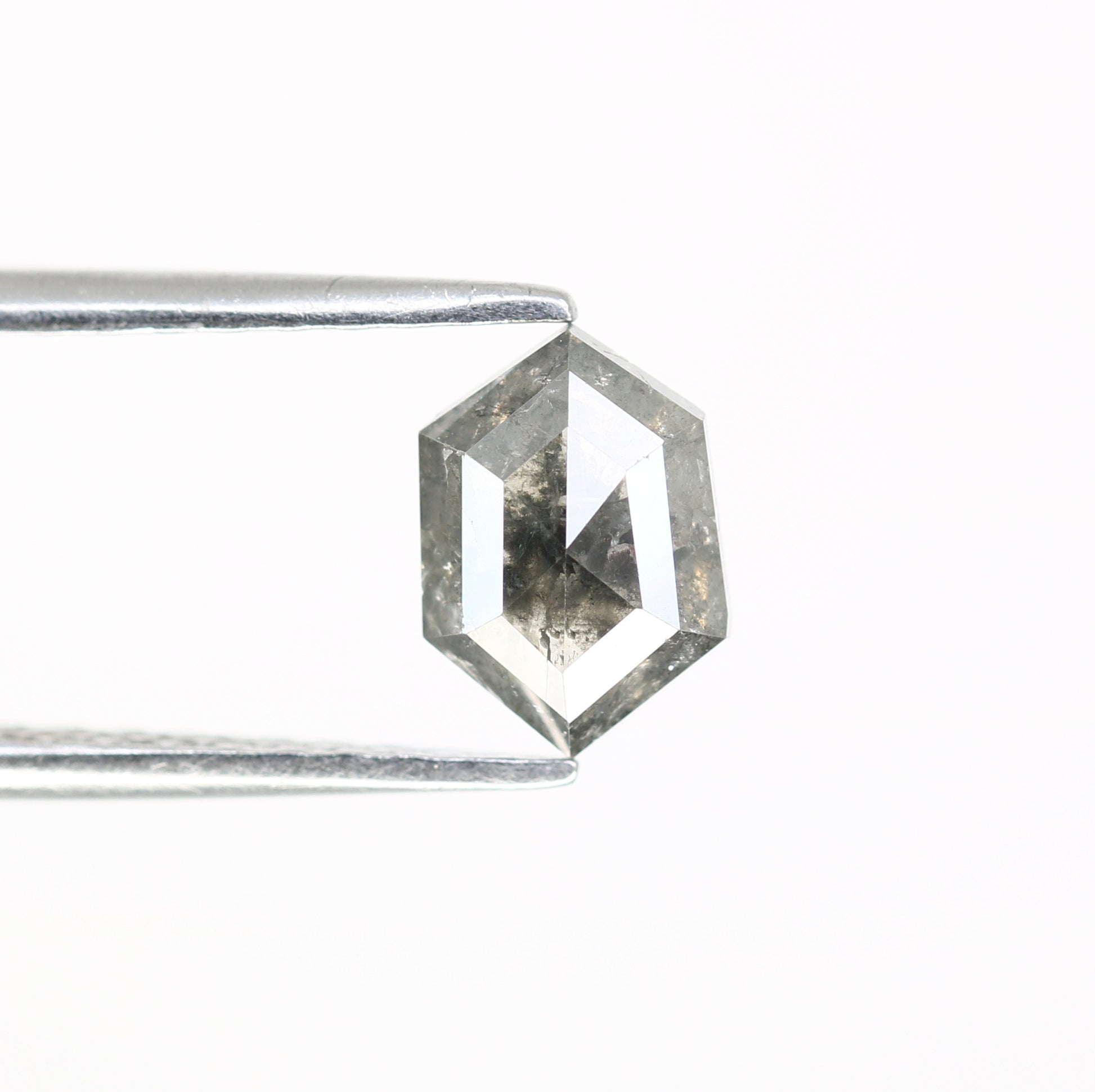 0.99 CT Salt And Pepper 7.60 MM Elongated Hexagon Shape Diamond For Engagement Ring - JayKrishna Diamond