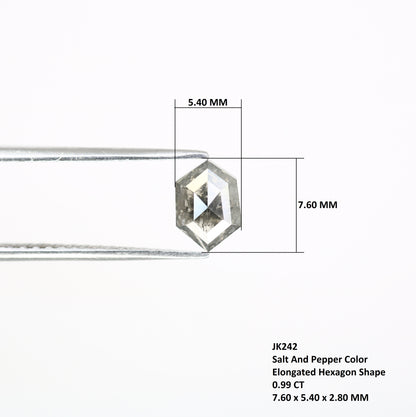 0.99 CT Salt And Pepper 7.60 MM Elongated Hexagon Shape Diamond For Engagement Ring - JayKrishna Diamond