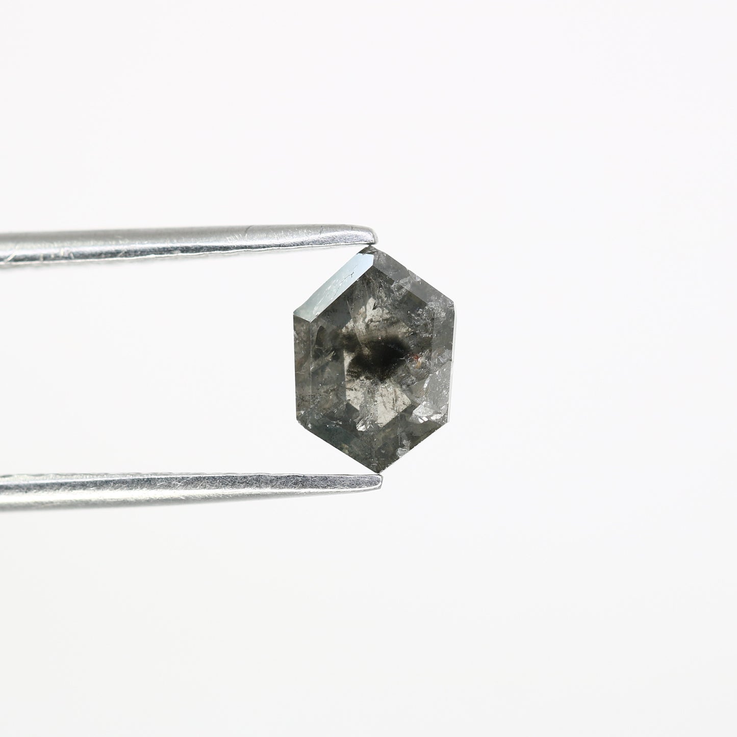 0.99 CT Salt And Pepper 7.60 MM Elongated Hexagon Shape Diamond For Engagement Ring - JayKrishna Diamond