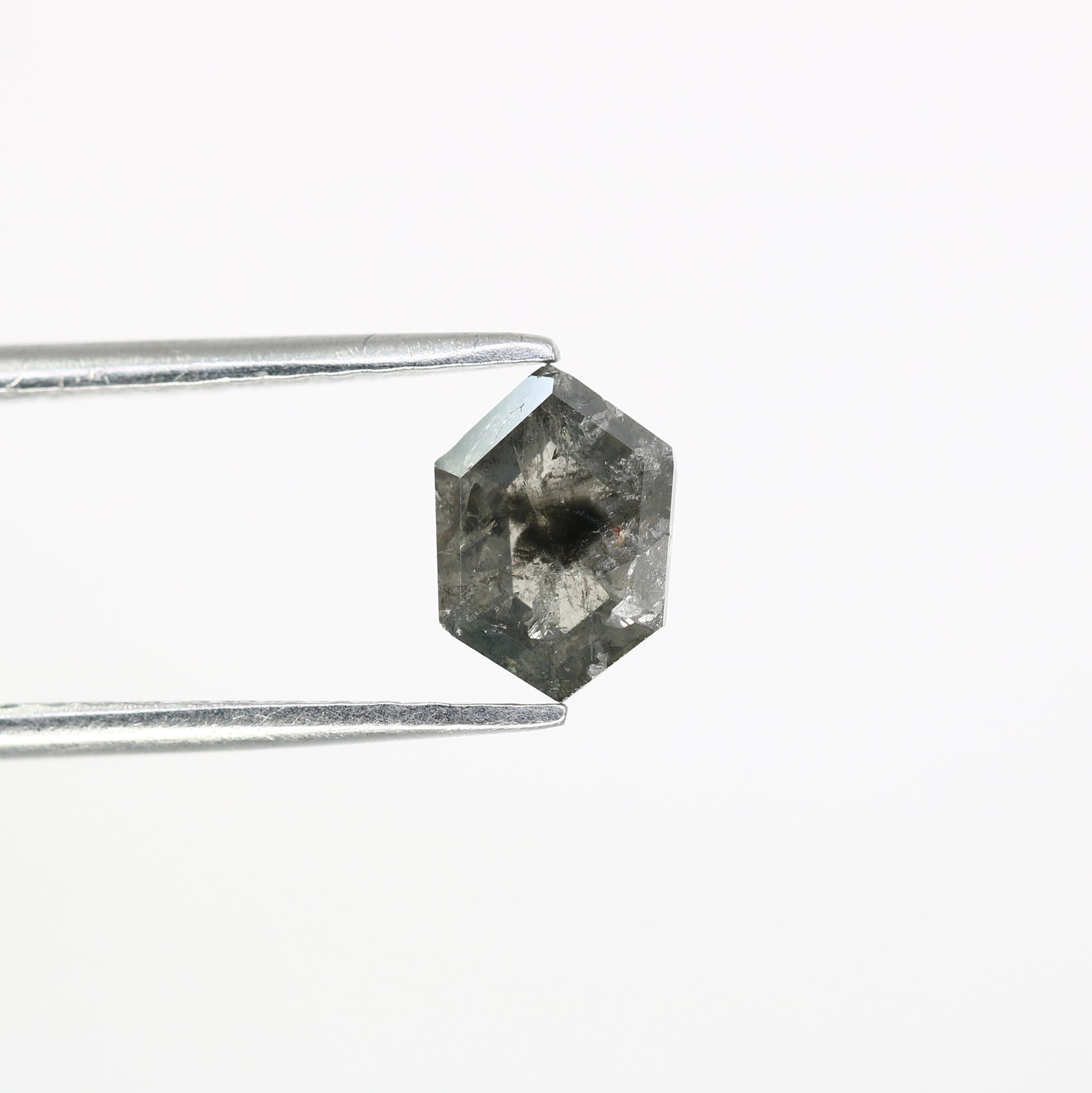 0.99 CT Salt And Pepper 7.60 MM Elongated Hexagon Shape Diamond For Engagement Ring - JayKrishna Diamond