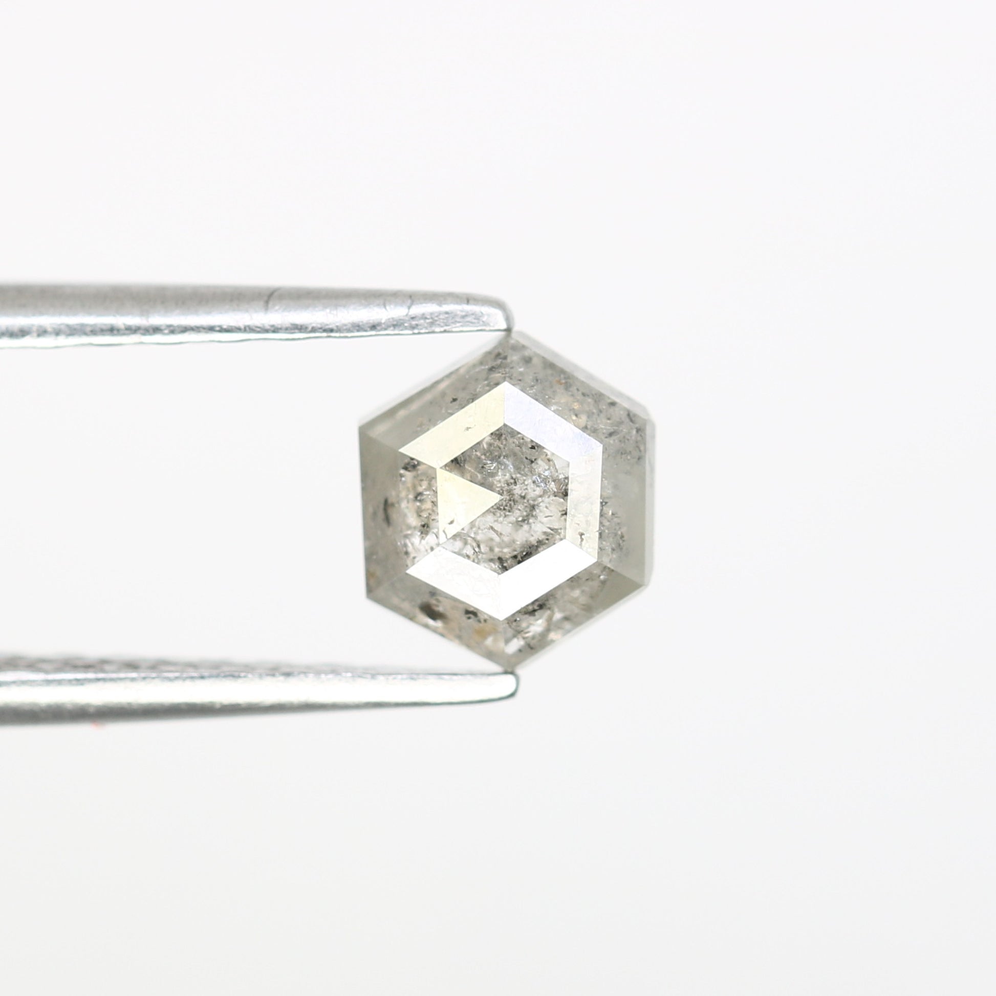 0.80 CT 6.00 MM Hexagon Cut Salt And Pepper Diamond For Promise Ring - JayKrishna Diamond