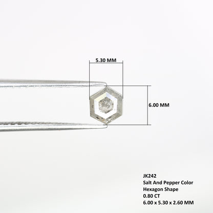 0.80 CT 6.00 MM Hexagon Cut Salt And Pepper Diamond For Promise Ring - JayKrishna Diamond