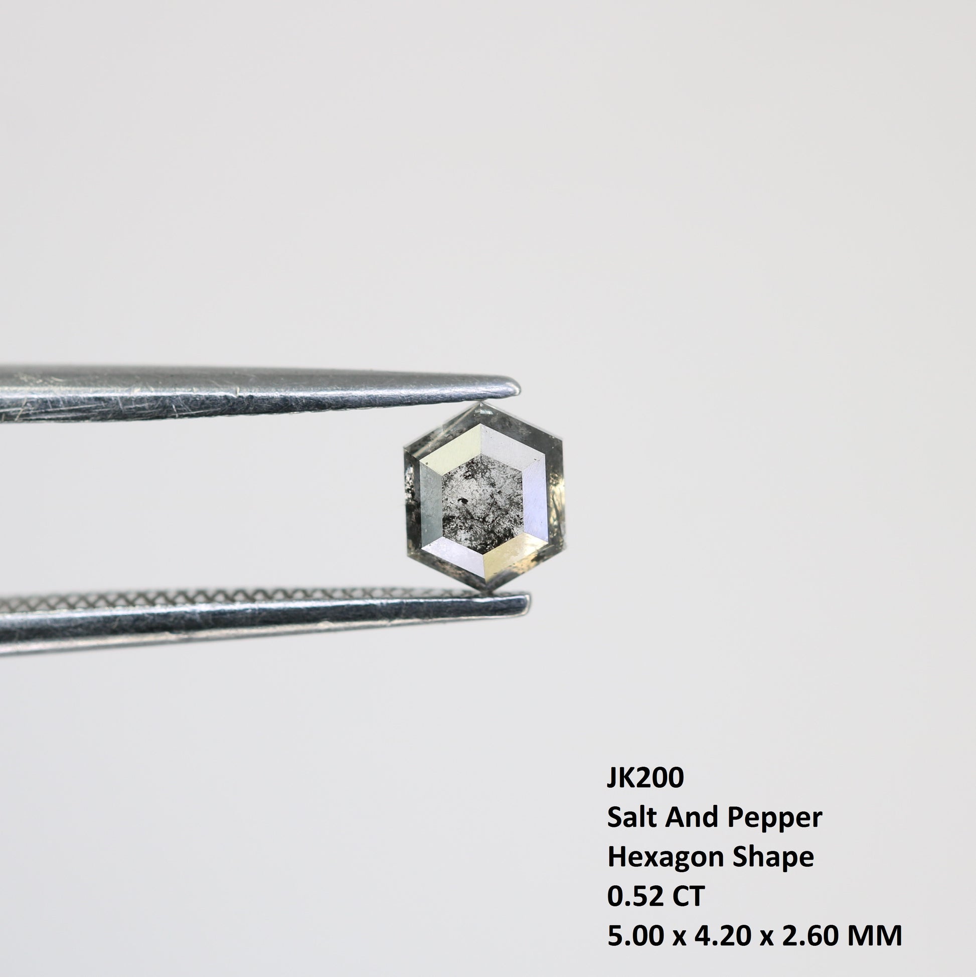 0.52 CT Natural Elongated Hexagon Shape Salt And Pepper Diamond For Engagement Ring - JayKrishna Diamond