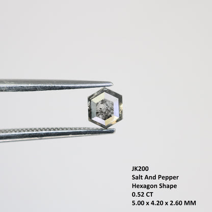 0.52 CT Natural Elongated Hexagon Shape Salt And Pepper Diamond For Engagement Ring - JayKrishna Diamond