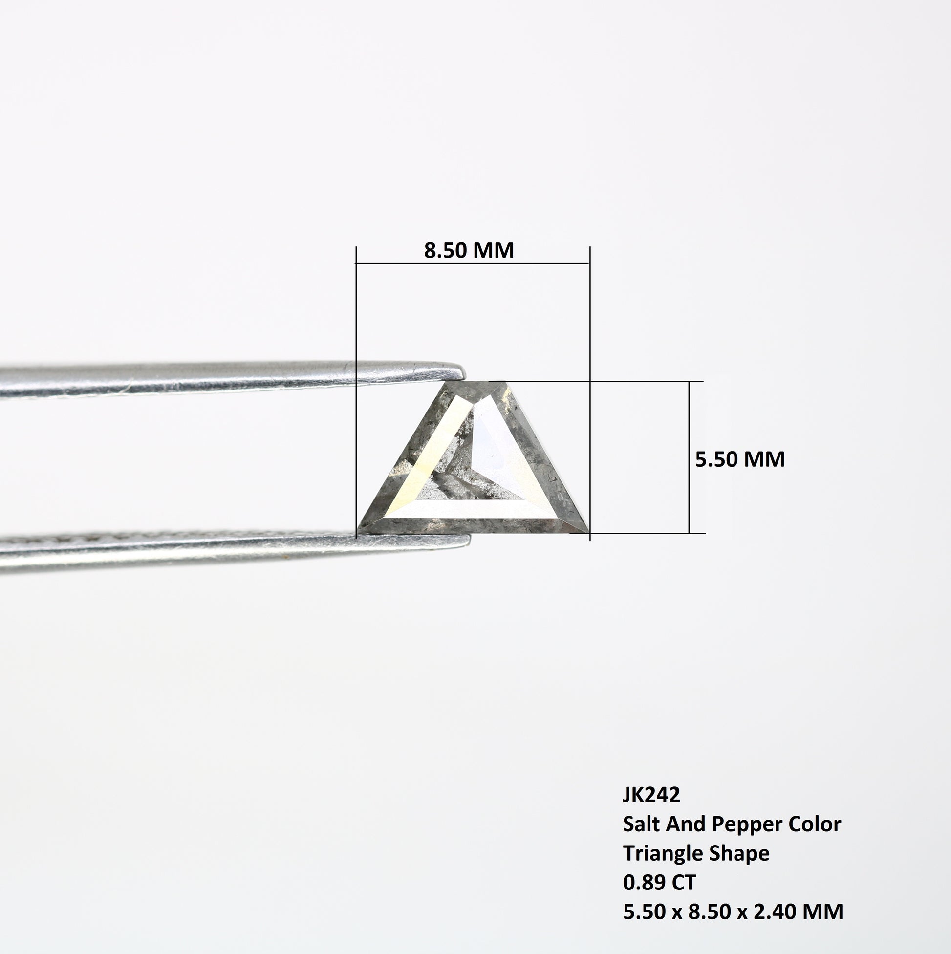 0.89 CT Triangle Shape Salt And Pepper 5.50 MM Diamond For Designer Diamond Ring - JayKrishna Diamond