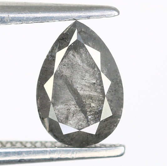 Salt And Pepper Diamond 0.69 CT Loose Natural Pear Diamond For Promise Ring - JayKrishna Diamond
