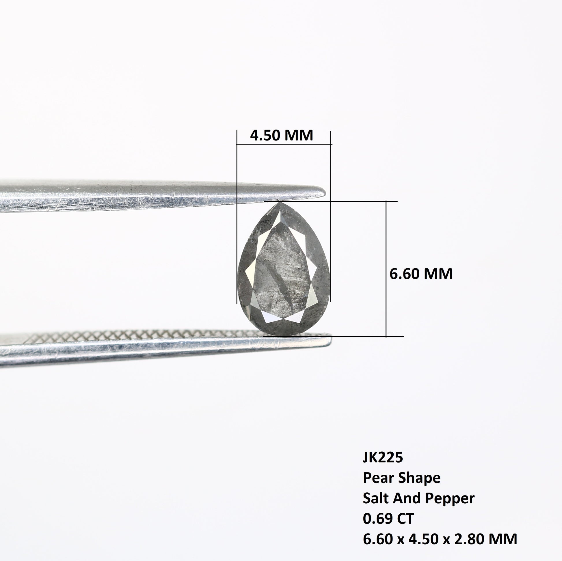 Salt And Pepper Diamond 0.69 CT Loose Natural Pear Diamond For Promise Ring - JayKrishna Diamond
