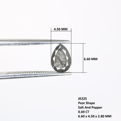 Salt And Pepper Diamond 0.69 CT Loose Natural Pear Diamond For Promise Ring - JayKrishna Diamond