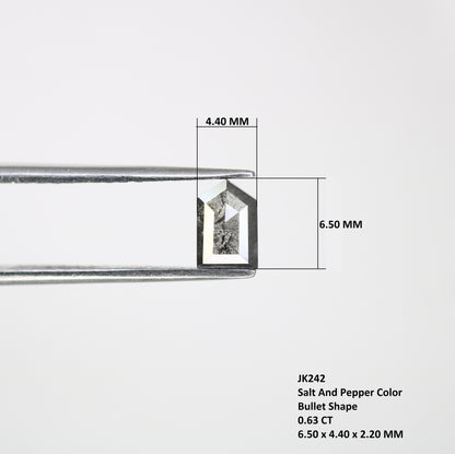 0.63 CT Bullet Shape Salt and Pepper Diamond (6.50 MM) for a One-of-a-Kind Designer Jewelry Piece: Exquisite Gemstone Collection - JayKrishna Diamond