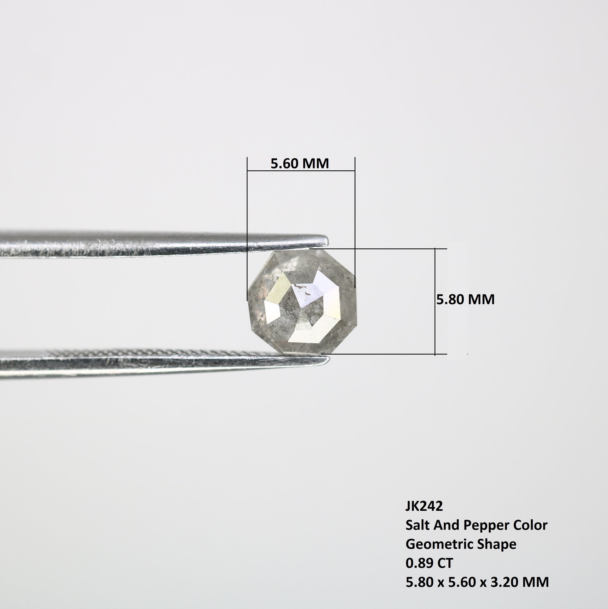 0.89 CT Geometric Shape Salt And Pepper Loose Diamond For Engagement Ring - JayKrishna Diamond