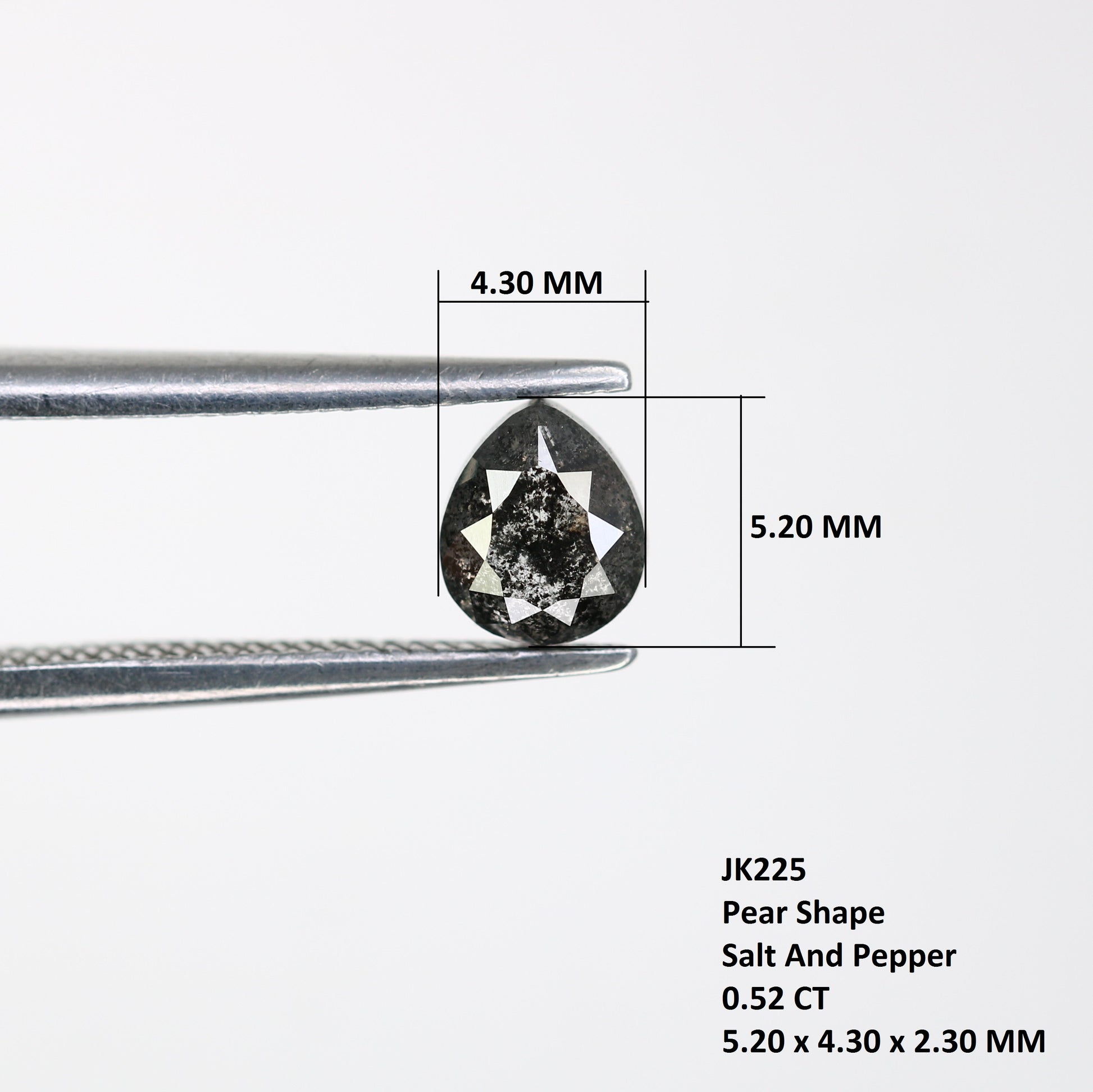 0.52 Carat Natural Salt And Pepper Loose Pear Shaped Diamond For Promise Ring - JayKrishna Diamond