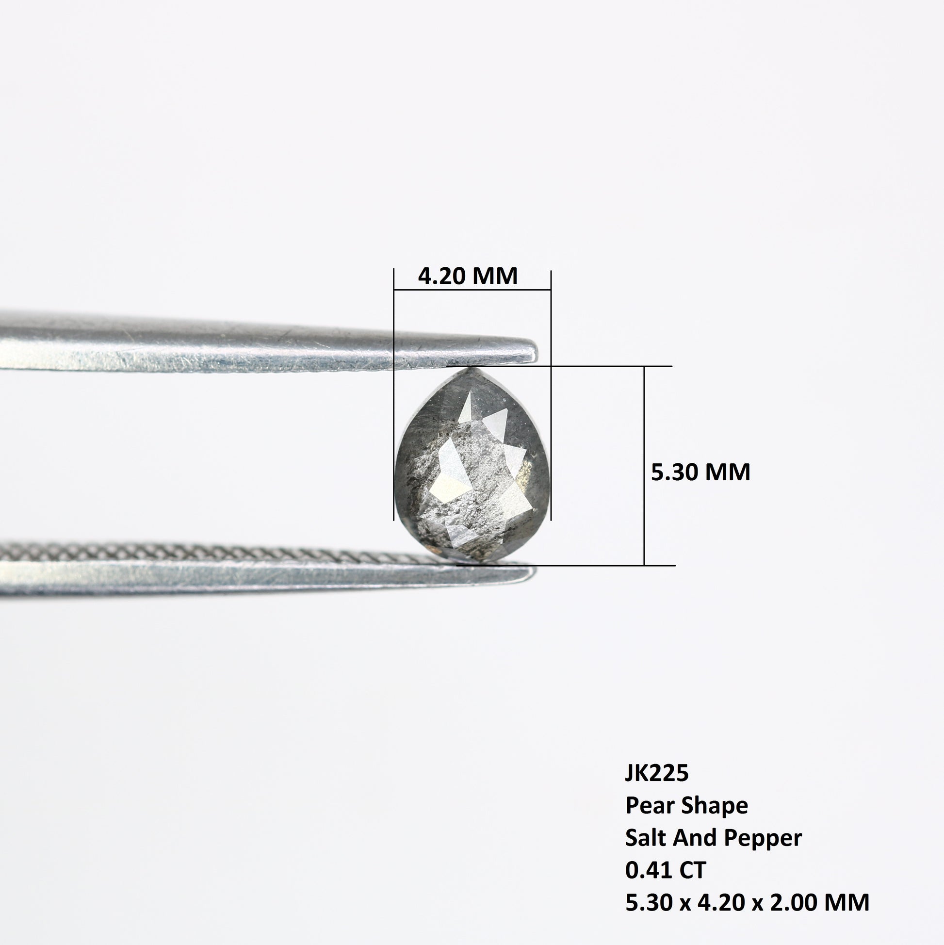 0.41 Carat 5.3 MM Loose Salt And Pepper Color Pear Shaped Diamond Ring - JayKrishna Diamond