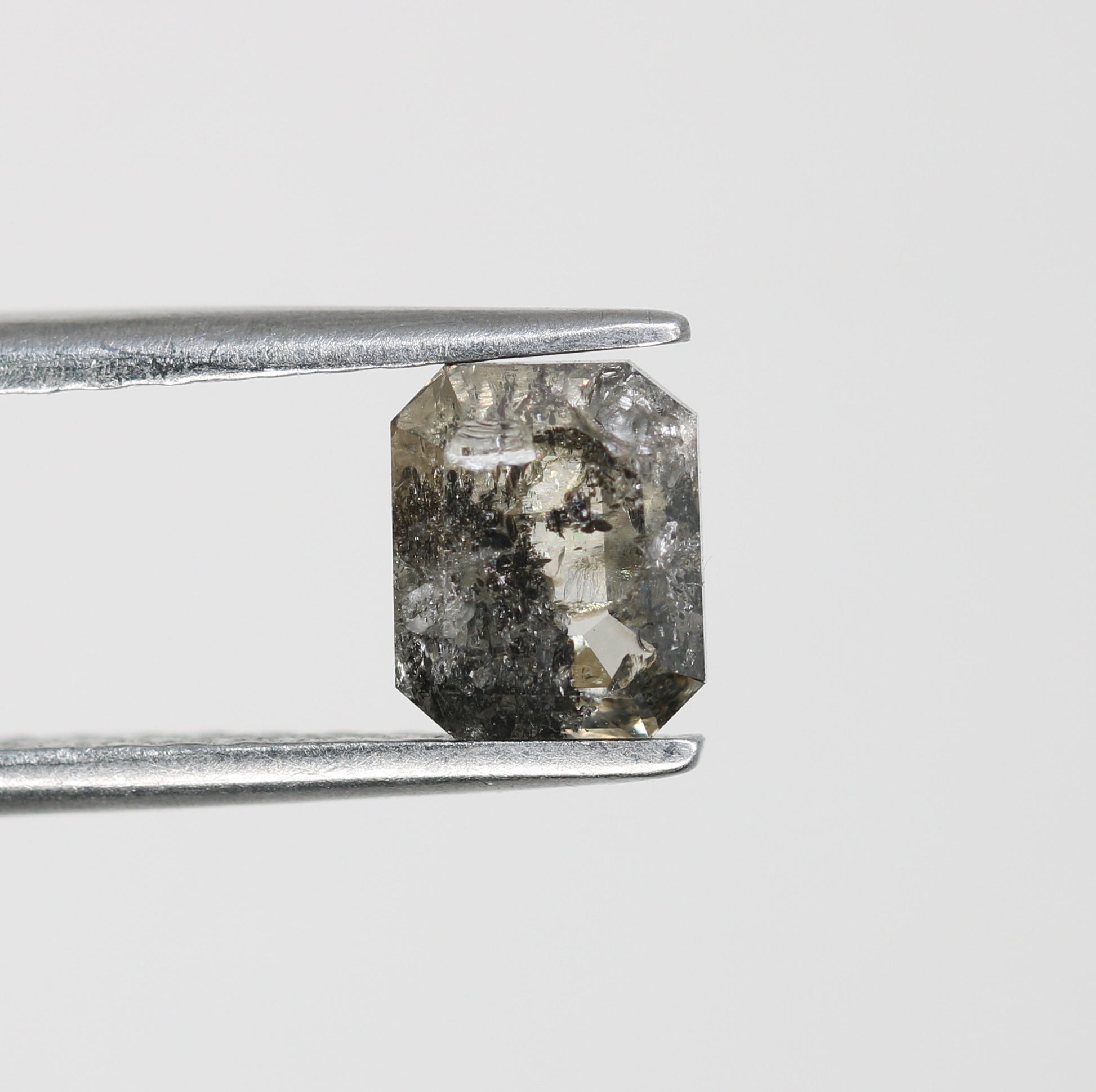 0.96 CT Loose Emerald Shape Salt And Pepper Natural Diamond For Engagement Ring - JayKrishna Diamond