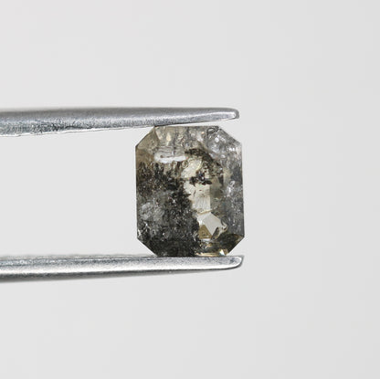 0.96 CT Loose Emerald Shape Salt And Pepper Natural Diamond For Engagement Ring - JayKrishna Diamond