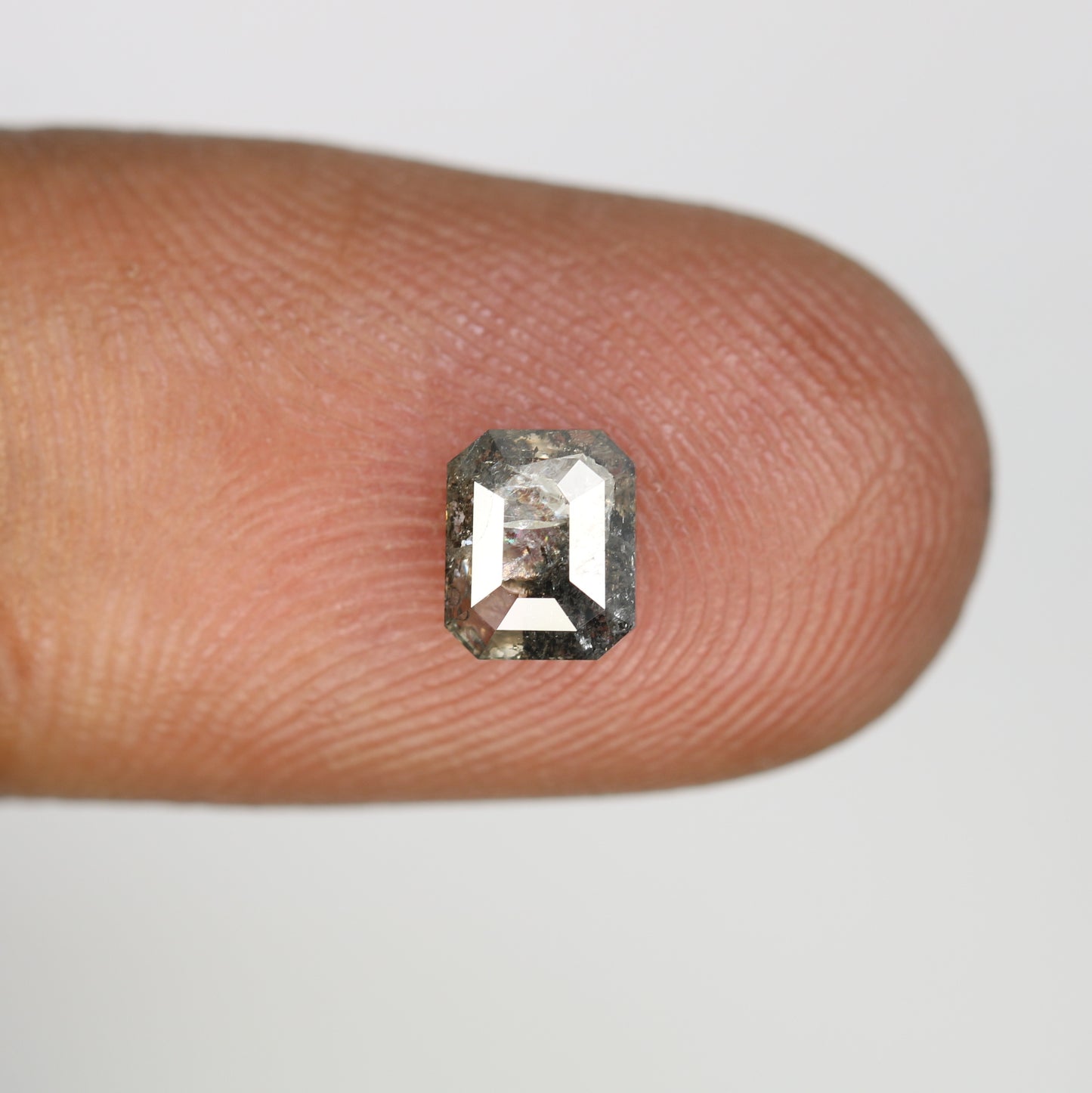 0.96 CT Loose Emerald Shape Salt And Pepper Natural Diamond For Engagement Ring - JayKrishna Diamond