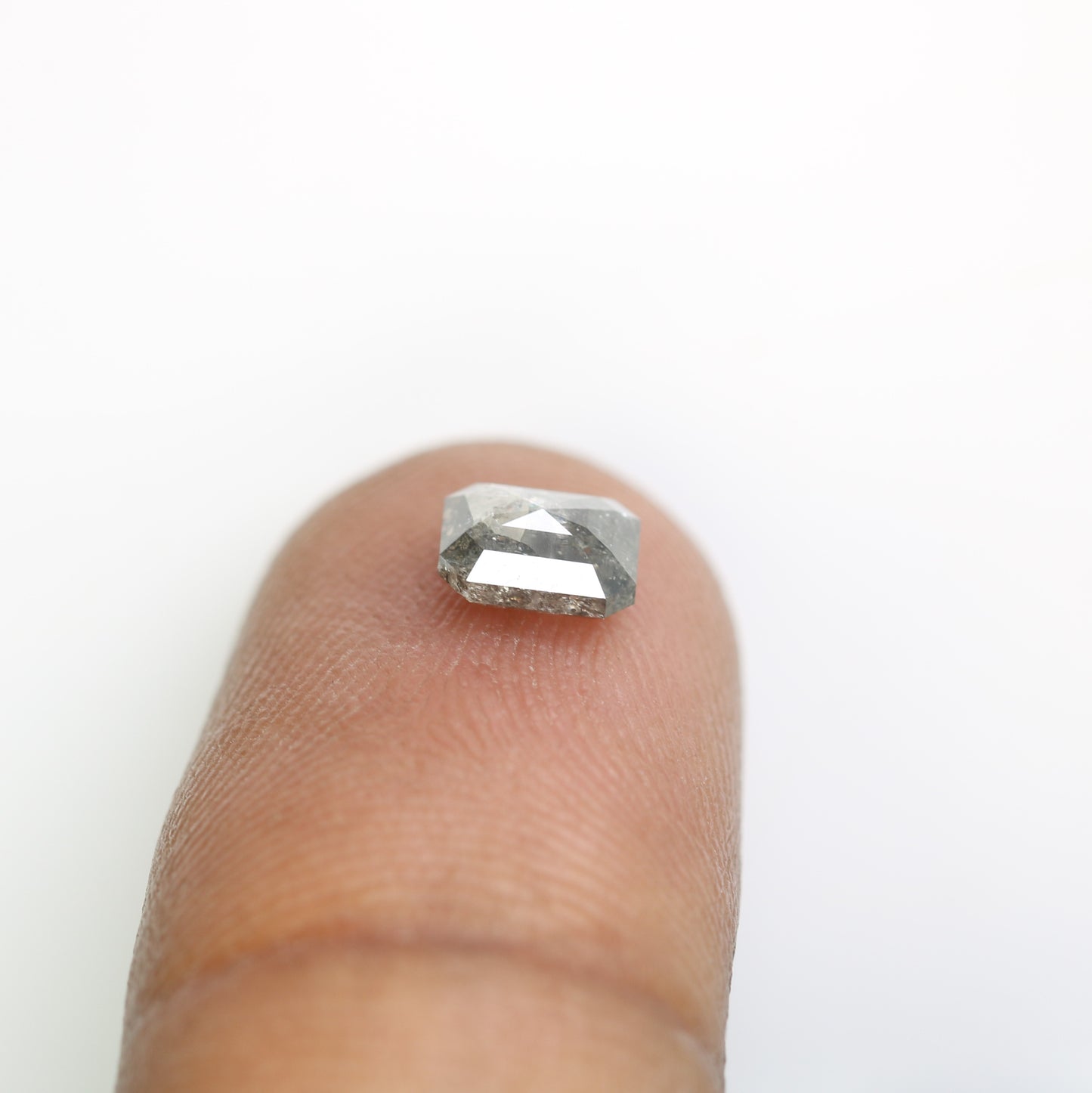 0.96 CT Loose Emerald Shape Salt And Pepper Natural Diamond For Engagement Ring - JayKrishna Diamond