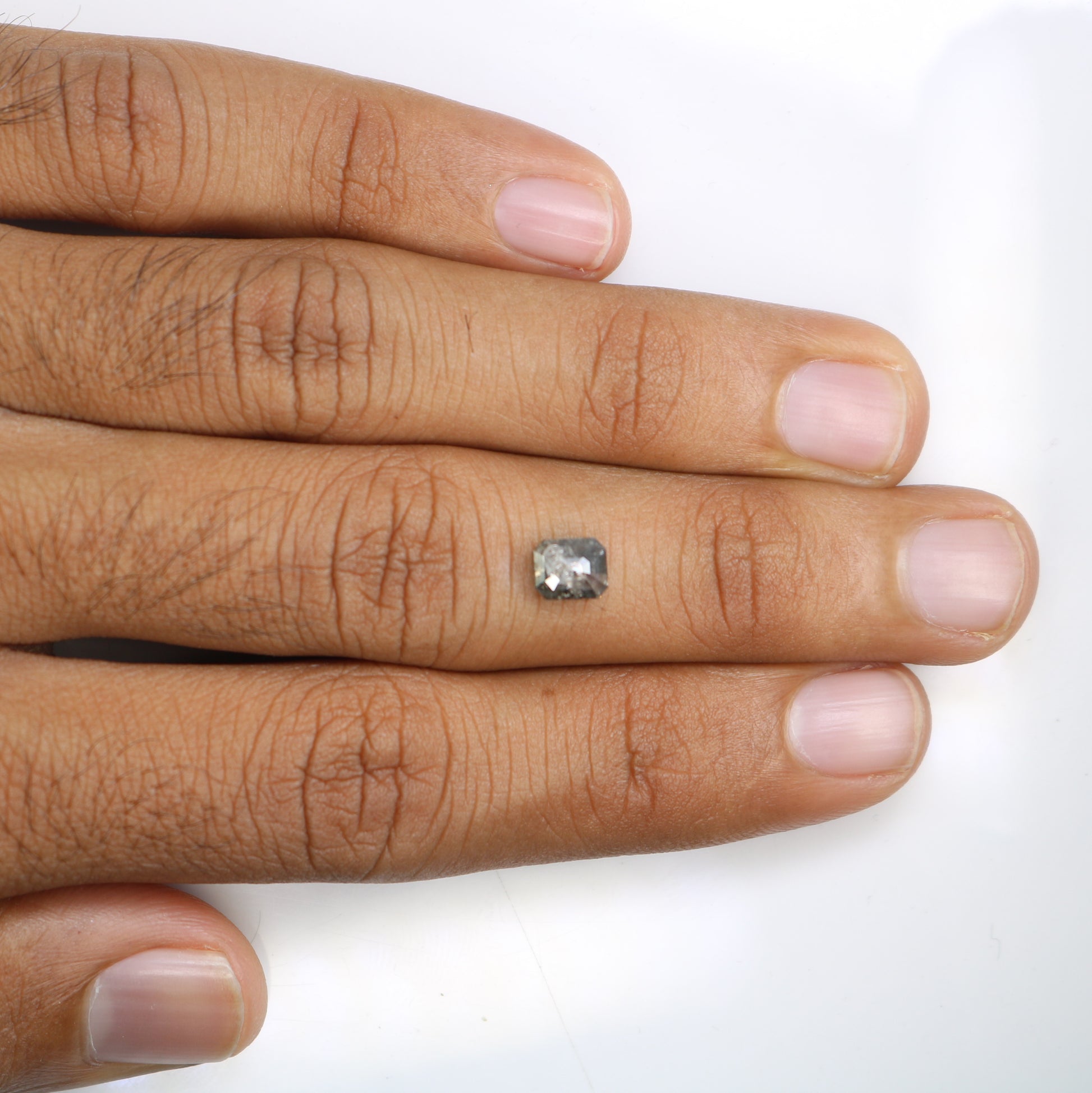 0.96 CT Loose Emerald Shape Salt And Pepper Natural Diamond For Engagement Ring - JayKrishna Diamond