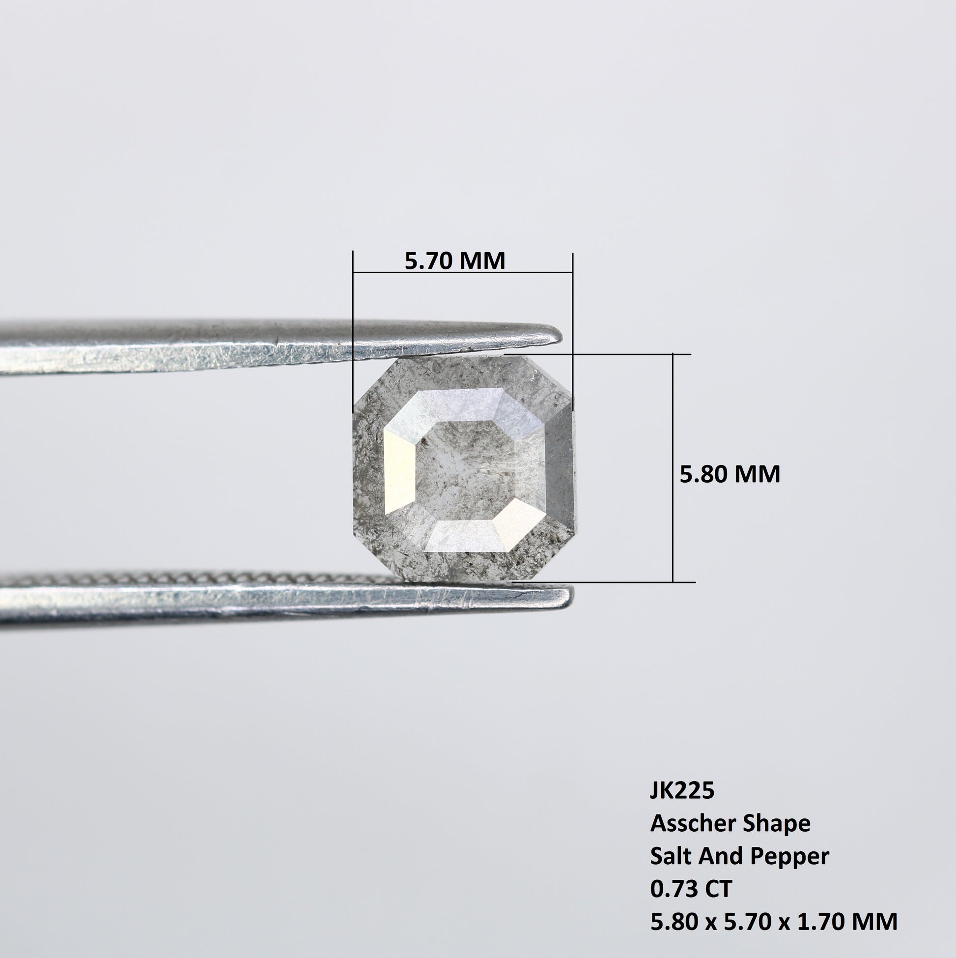 0.73 Carat Asscher Shaped Diamond Salt And Pepper Diamond For Engagement Ring - JayKrishna Diamond