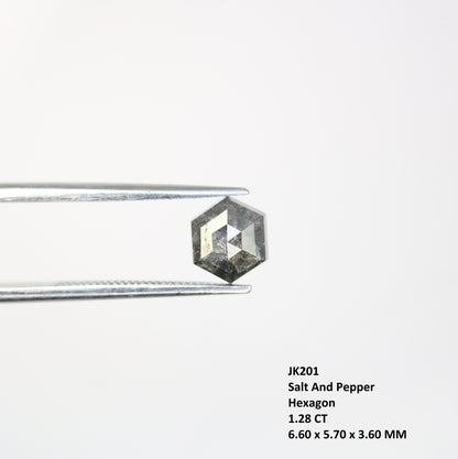 1.28 CT Salt And Pepper Hexagon Cut Natural Diamond For Engagement Ring - JayKrishna Diamond