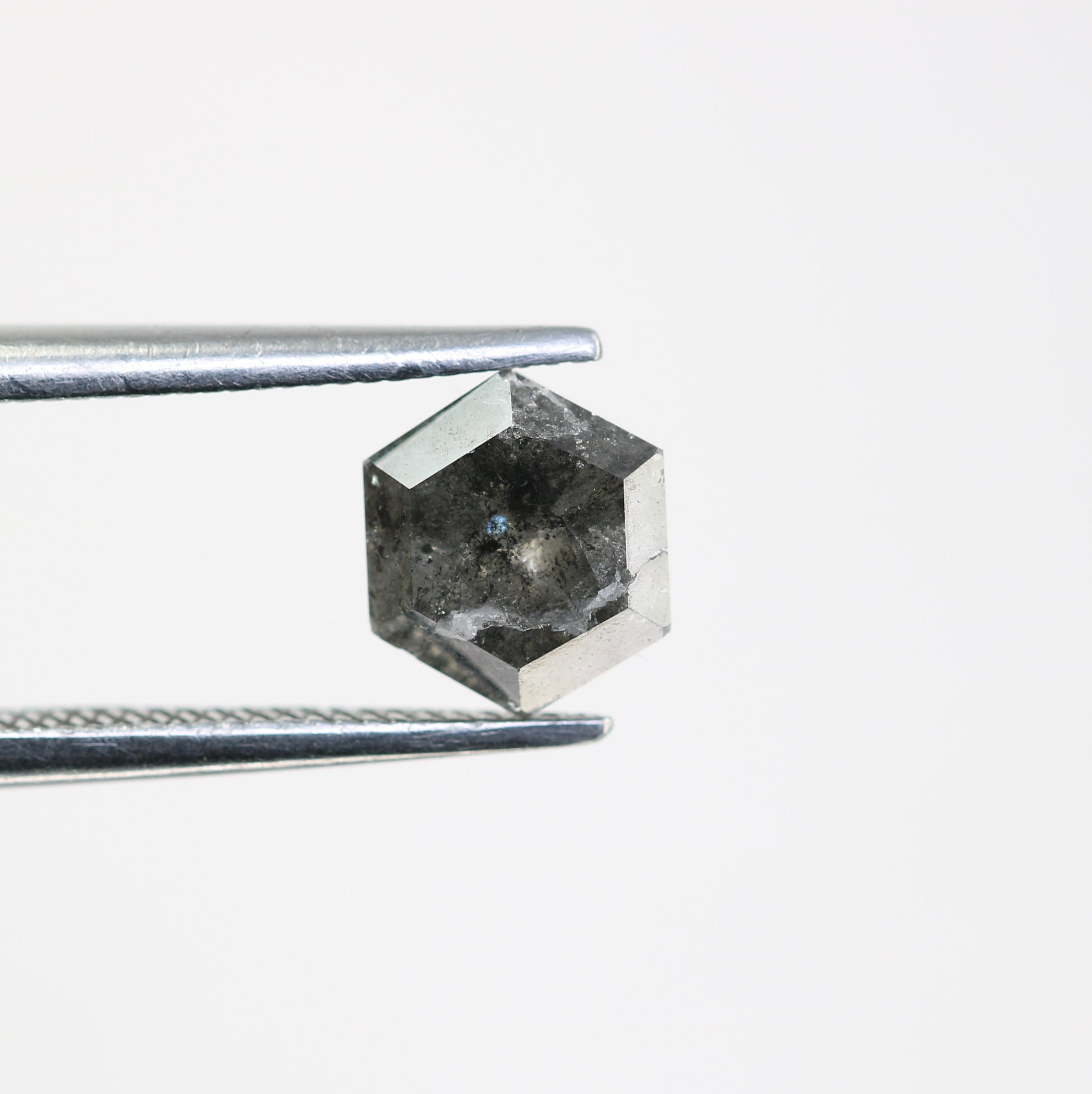 1.28 CT Salt And Pepper Hexagon Cut Natural Diamond For Engagement Ring - JayKrishna Diamond