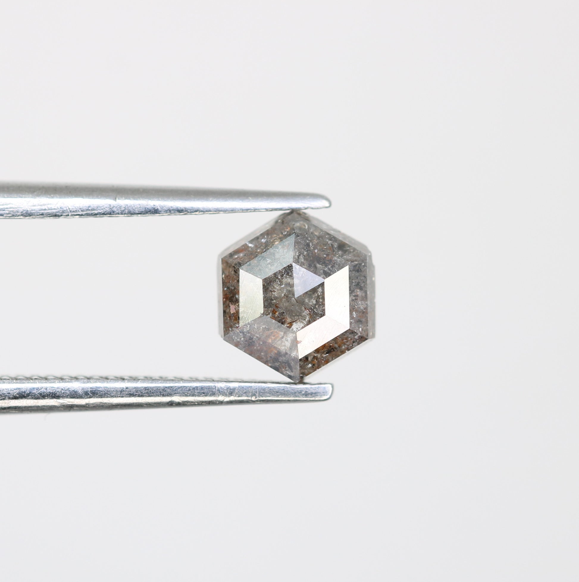 0.90 CT Salt And Pepper Elongated Hexagon Shape Natural Diamond For Engagement Ring - JayKrishna Diamond