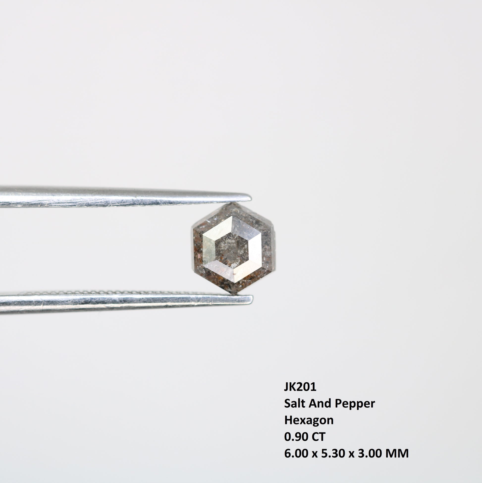 0.90 CT Salt And Pepper Elongated Hexagon Shape Natural Diamond For Engagement Ring - JayKrishna Diamond