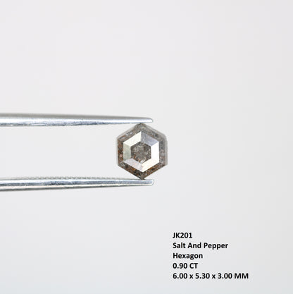 0.90 CT Salt And Pepper Elongated Hexagon Shape Natural Diamond For Engagement Ring - JayKrishna Diamond
