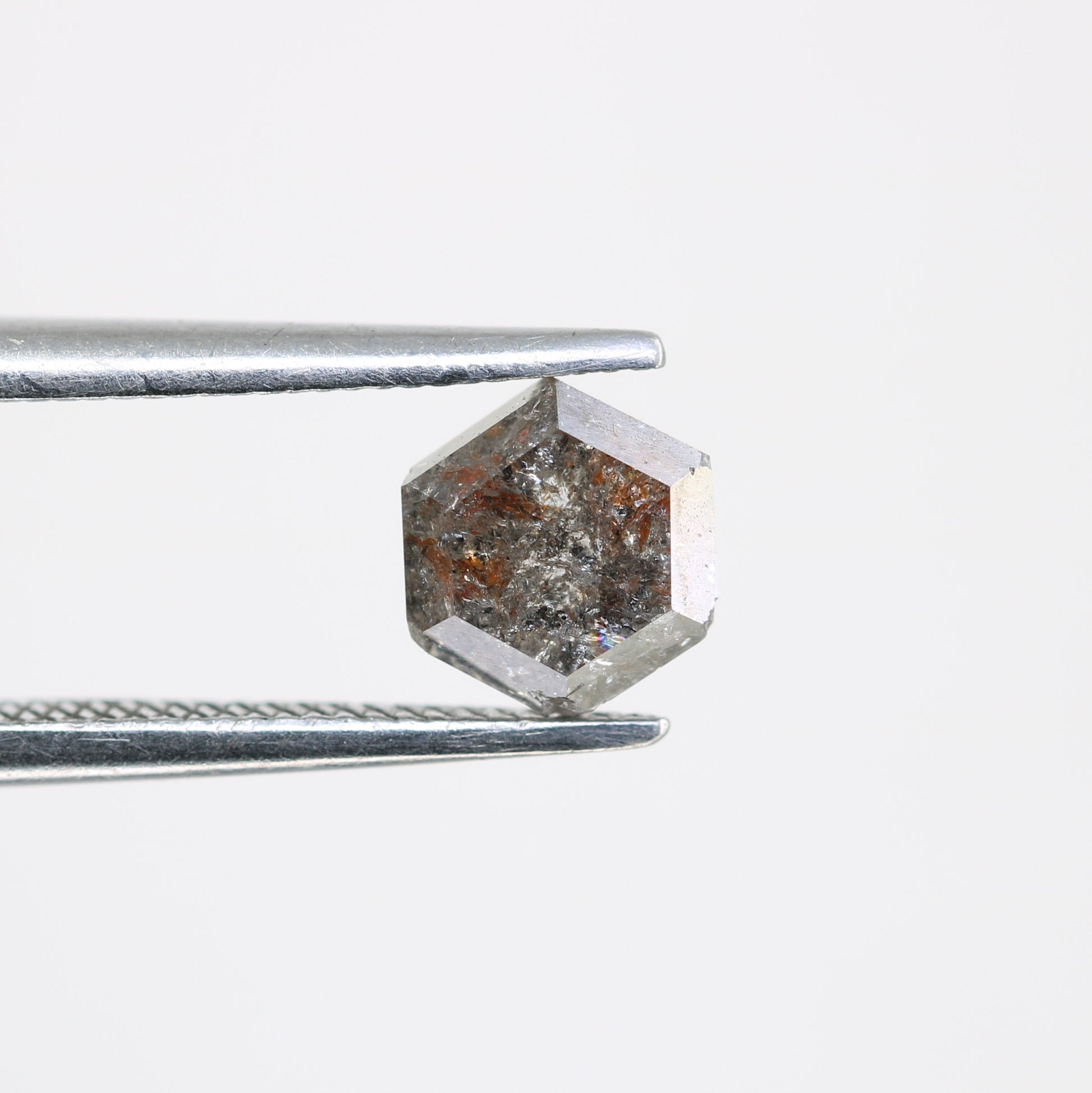 0.90 CT Salt And Pepper Elongated Hexagon Shape Natural Diamond For Engagement Ring - JayKrishna Diamond