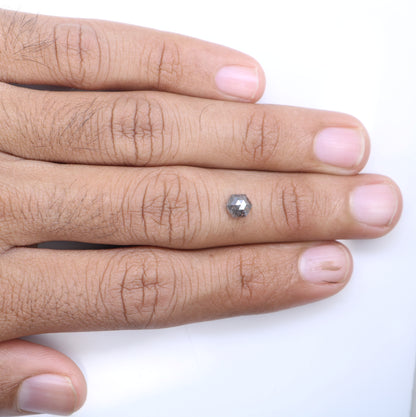 0.90 CT Salt And Pepper Elongated Hexagon Shape Natural Diamond For Engagement Ring - JayKrishna Diamond