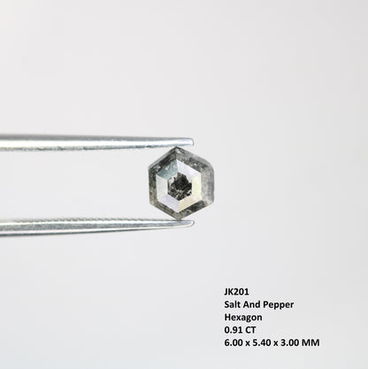 0.91 CT Elongated Hexagon Cut Salt And Pepper Diamond For Engagement Ring - JayKrishna Diamond