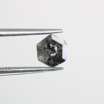 0.91 CT Elongated Hexagon Cut Salt And Pepper Diamond For Engagement Ring - JayKrishna Diamond