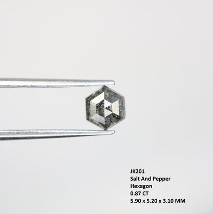 0.87 CT Salt And Pepper Hexagon Cut Natural Diamond For Engagement Ring - JayKrishna Diamond