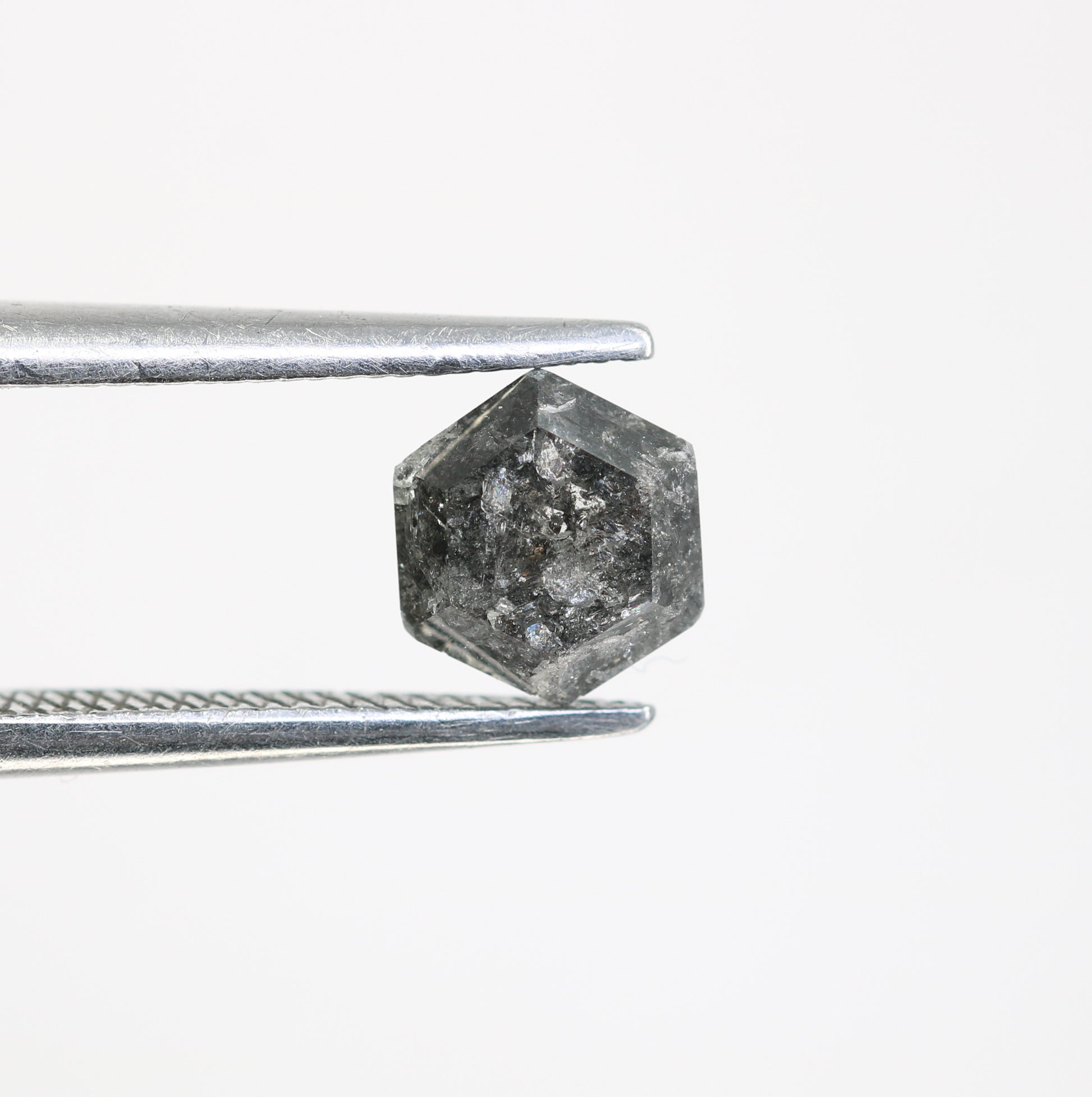 0.87 CT Salt And Pepper Hexagon Cut Natural Diamond For Engagement Ring - JayKrishna Diamond