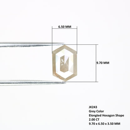2.00 CT 9.70 MM Fancy Grey Elongated Hexagon Shape Diamond For Designer Jewelry - JayKrishna Diamond