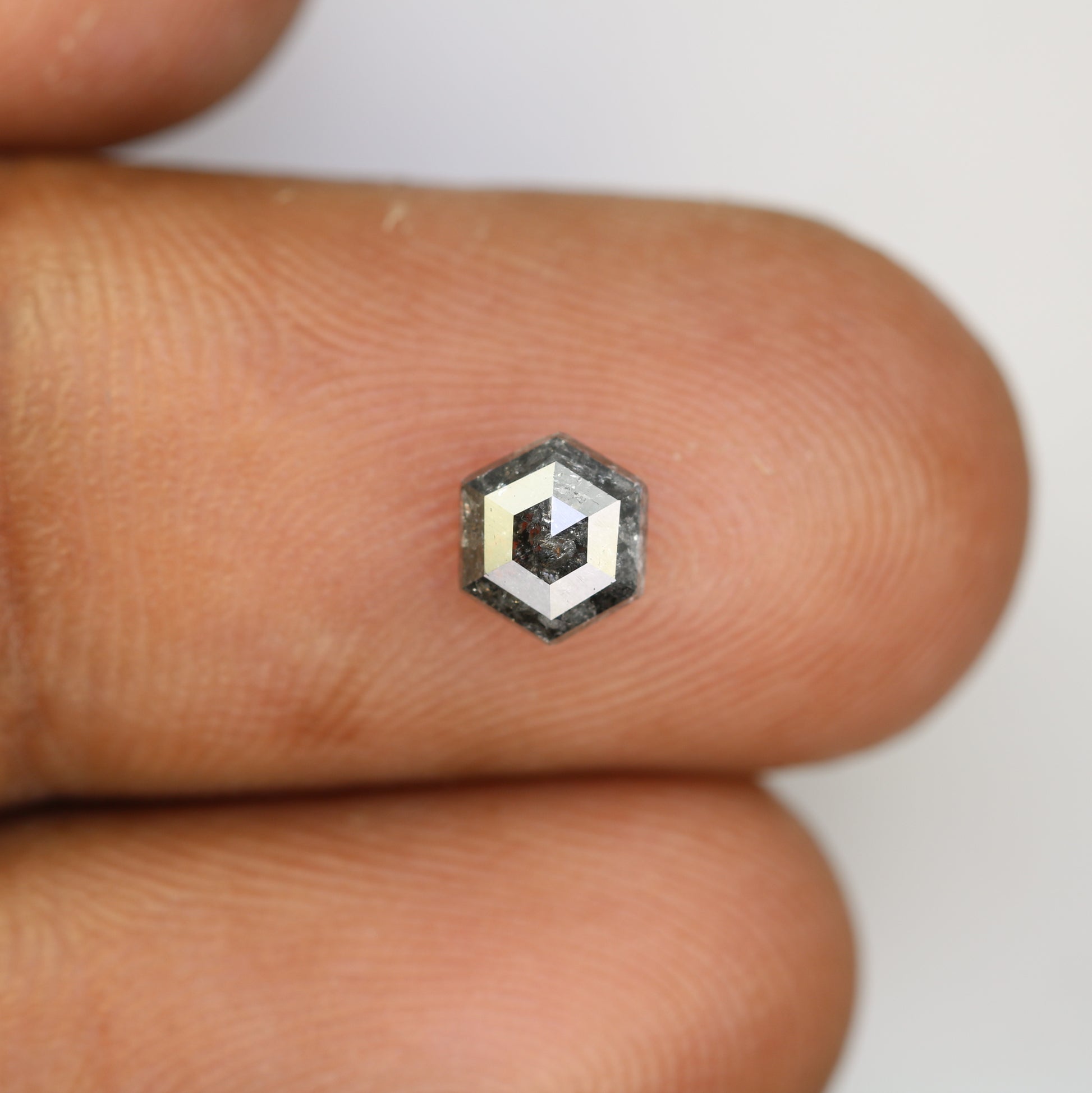0.87 CT Salt And Pepper Hexagon Cut Natural Diamond For Engagement Ring - JayKrishna Diamond