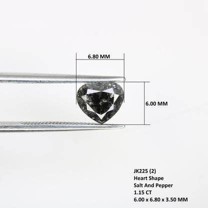 1.15 Carat 6.0 MM Heart Shape Salt And Pepper Diamond For Engagement Ring - JayKrishna Diamond