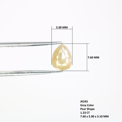 1.23 CT Natural Grey 7.60 MM Pear Shaped Loose Diamond For Fancy Ring - JayKrishna Diamond