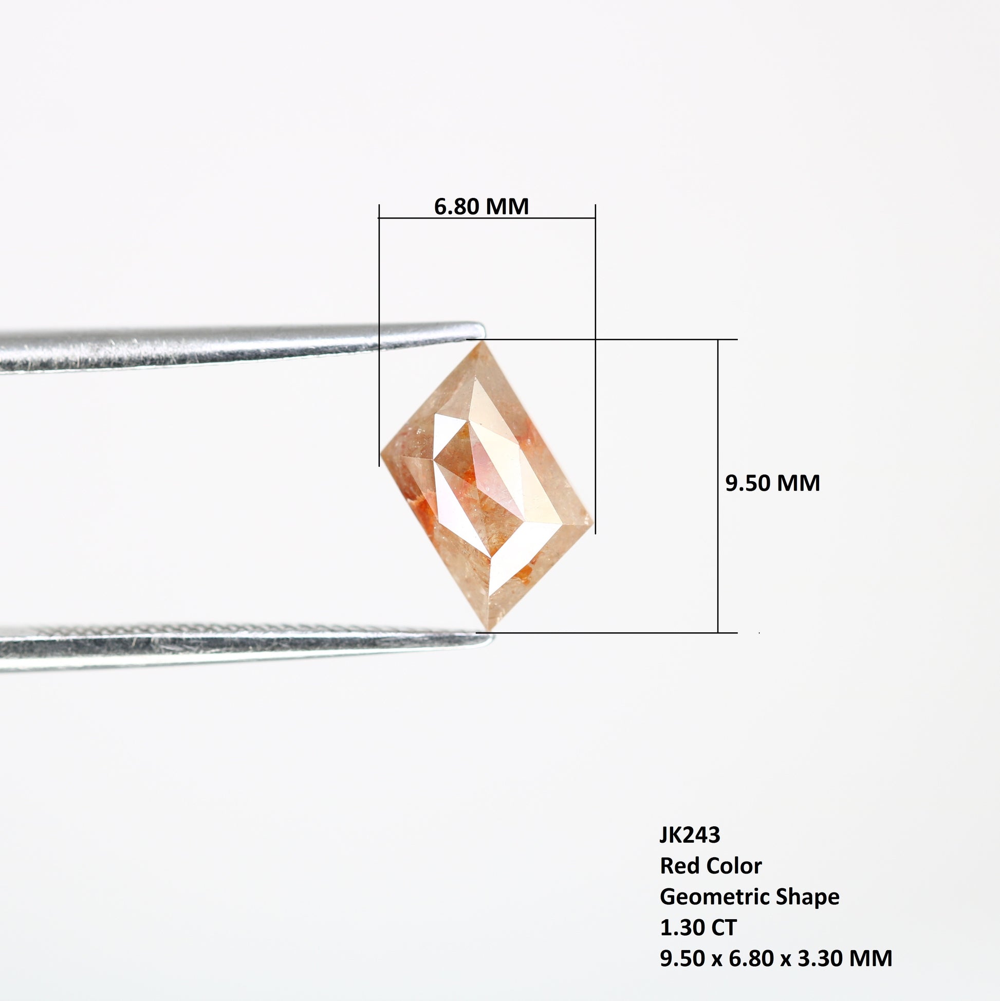 1.30 CT 9.50 MM Geometric Shape Unique Red Fancy Diamond For Designer Ring - JayKrishna Diamond