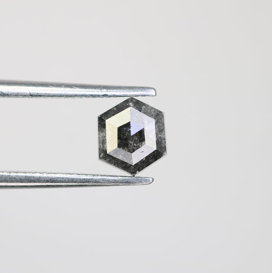 0.79 CT Hexagon Cut Salt And Pepper Natural Diamond For Engagement Ring - JayKrishna Diamond