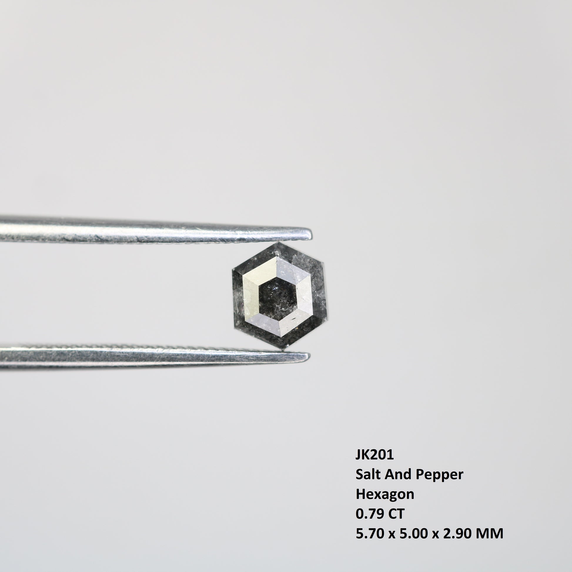 0.79 CT Hexagon Cut Salt And Pepper Natural Diamond For Engagement Ring - JayKrishna Diamond