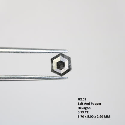 0.79 CT Hexagon Cut Salt And Pepper Natural Diamond For Engagement Ring - JayKrishna Diamond