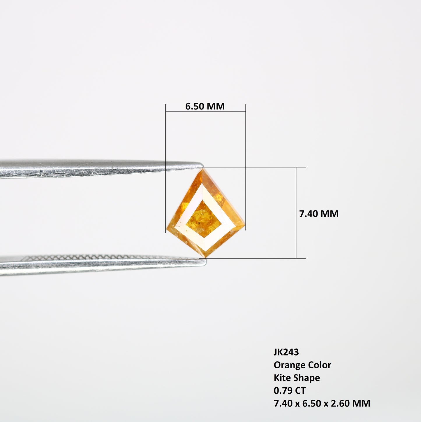 0.79 CT 7.40 MM Orange Color Natural Loose Kite Shaped Diamond For Wedding Ring - JayKrishna Diamond