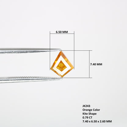 0.79 CT 7.40 MM Orange Color Natural Loose Kite Shaped Diamond For Wedding Ring - JayKrishna Diamond