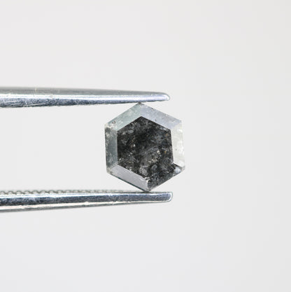 0.79 CT Hexagon Cut Salt And Pepper Natural Diamond For Engagement Ring - JayKrishna Diamond
