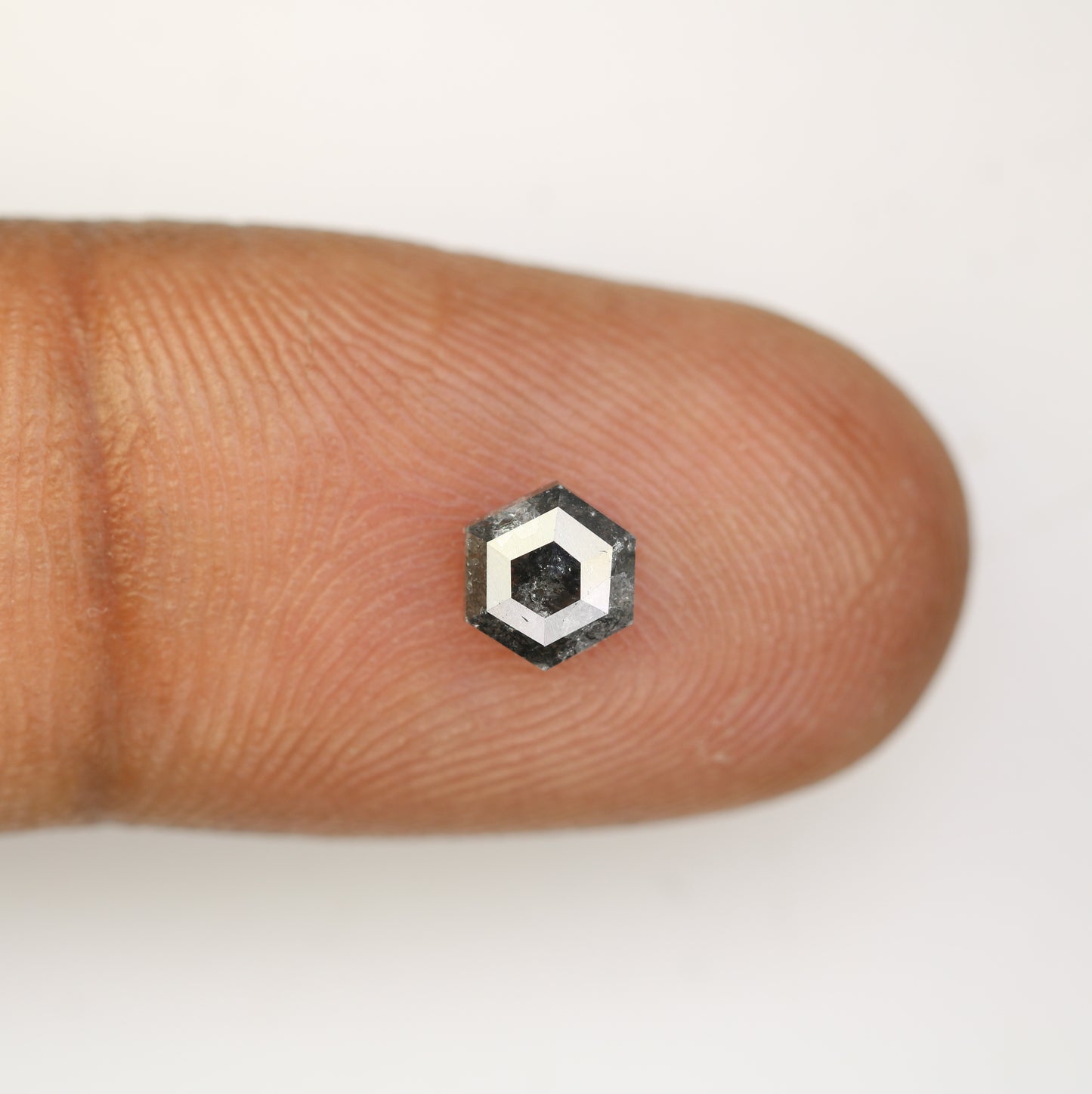 0.79 CT Hexagon Cut Salt And Pepper Natural Diamond For Engagement Ring - JayKrishna Diamond