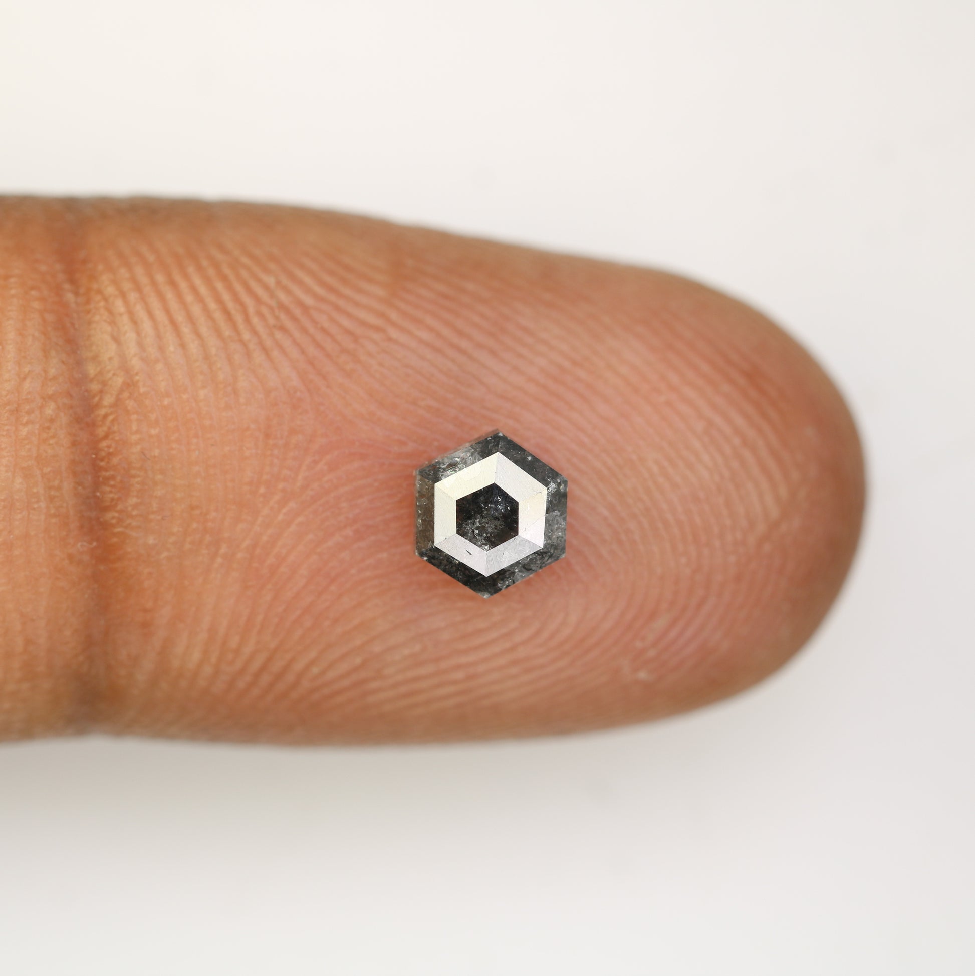 0.79 CT Hexagon Cut Salt And Pepper Natural Diamond For Engagement Ring - JayKrishna Diamond